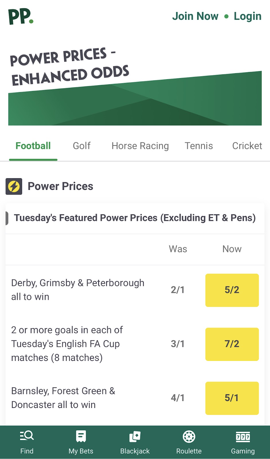 Paddy Power Enhanced Odds