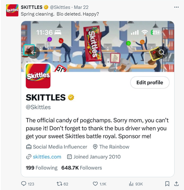 brand asset- skittles example of brand voice or tone