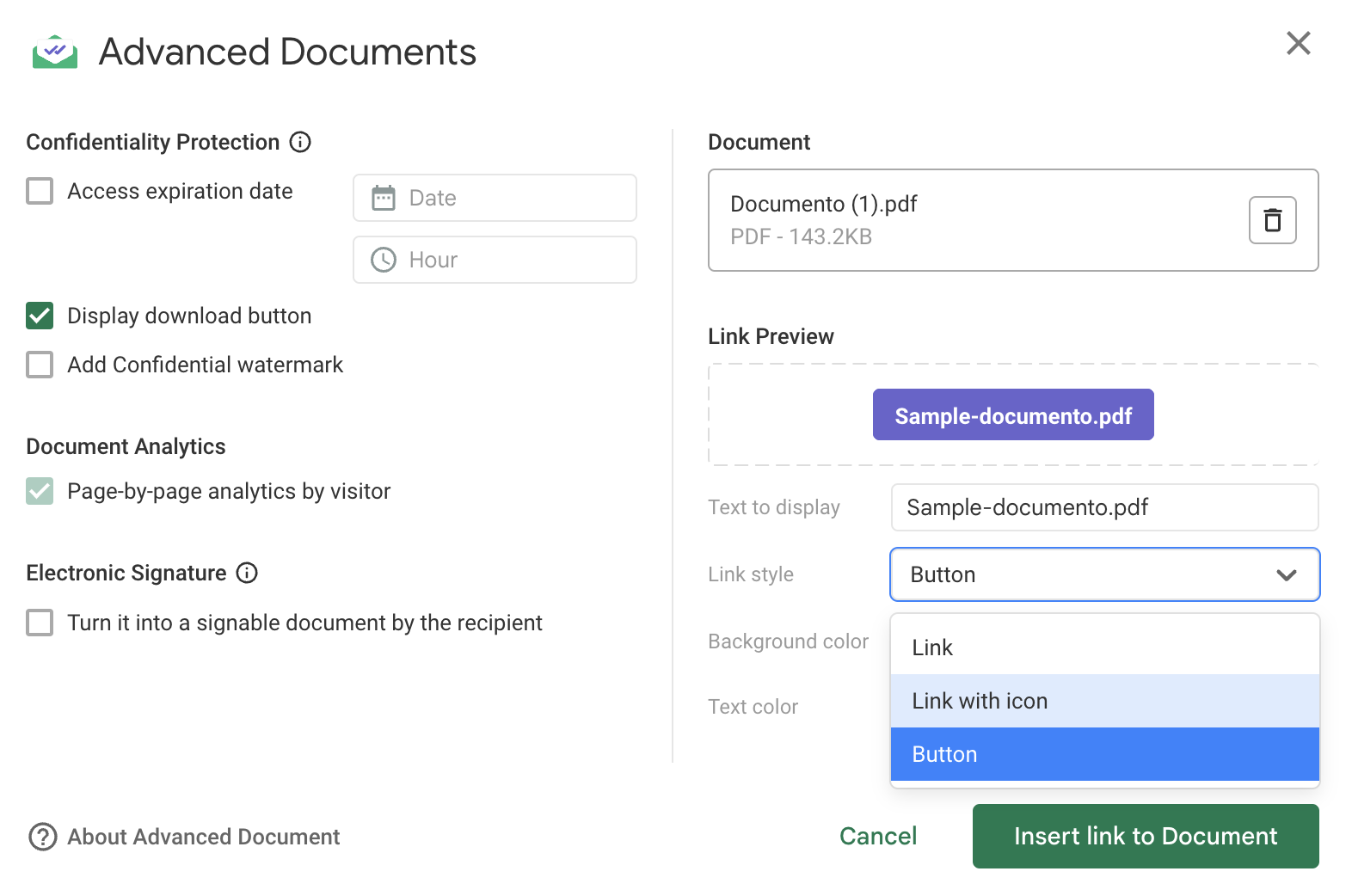 Document management settings