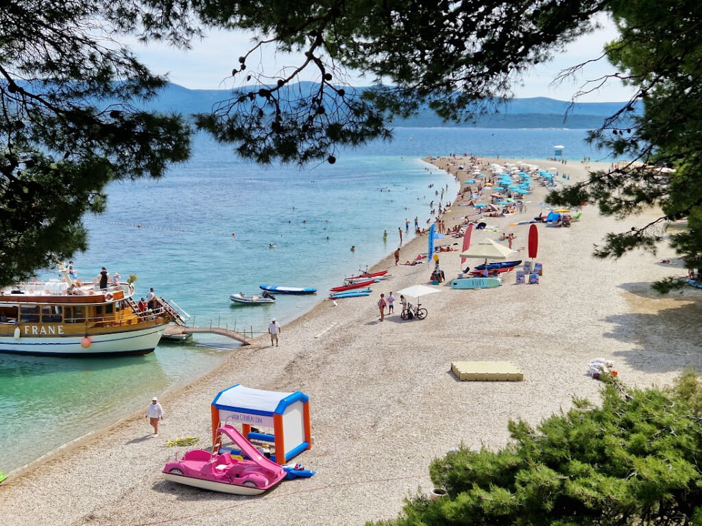 The view of the Zlatni rat (Golden horn) beach in Bol, Brac island