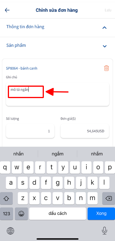 Thêm ghi chú sản phẩm khi tạo/sửa đơn hàng trên App