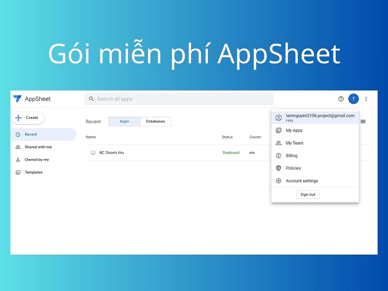 Gói miễn phí AppSheet