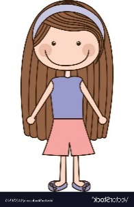 Colorful caricature brown long hair girl Vector Image