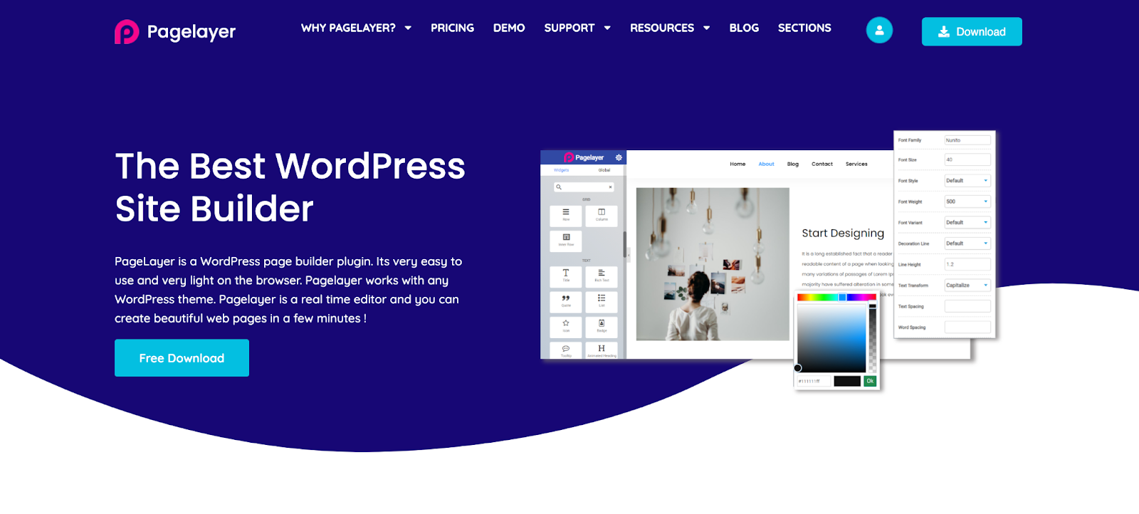 Pagelayer landing page wordpress plugin