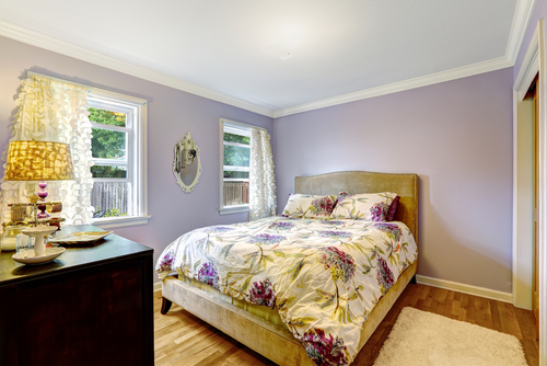 Two colour combination for bedroom walls #10: lavender and off-white.