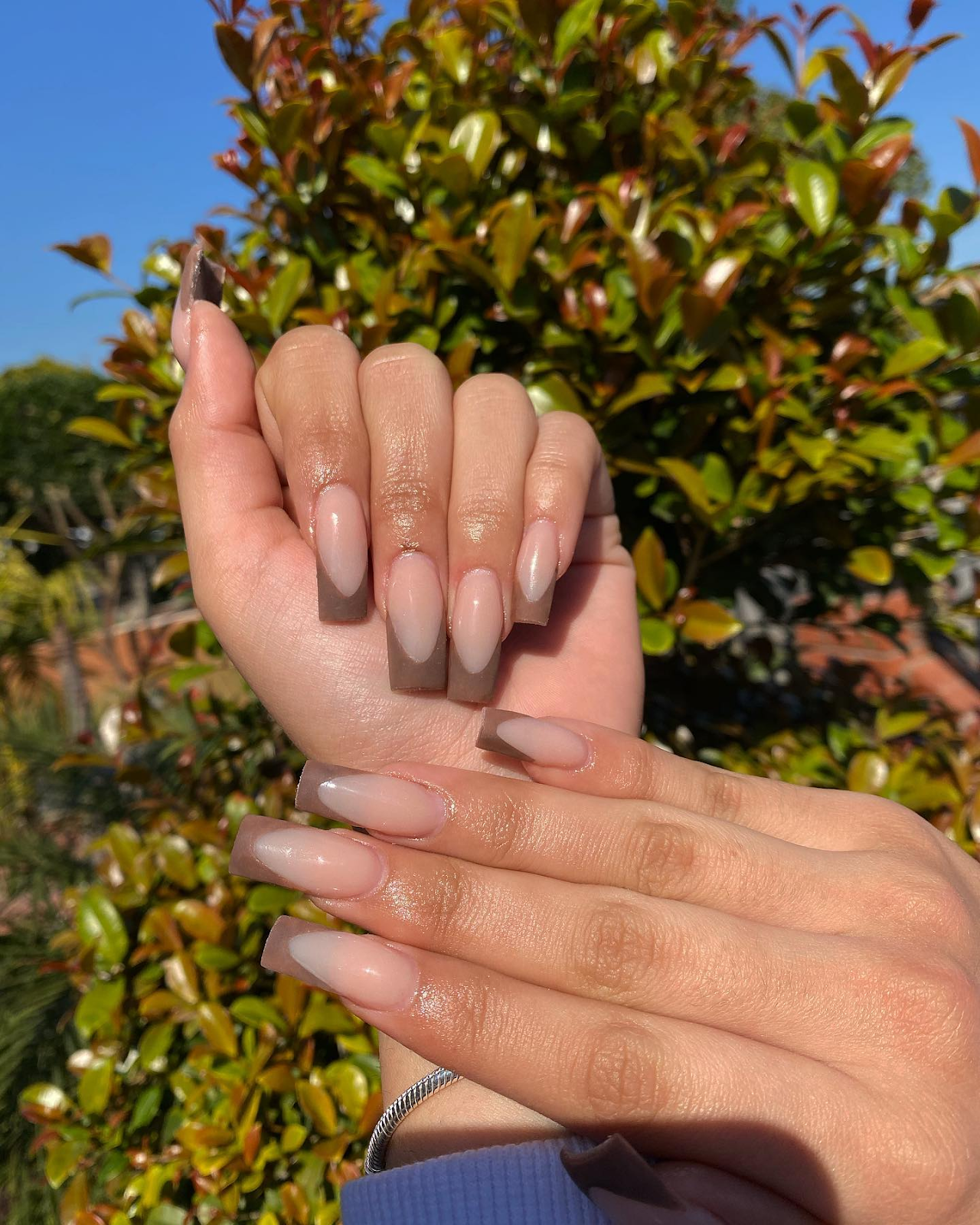 Taupe French Tips Brown Nails