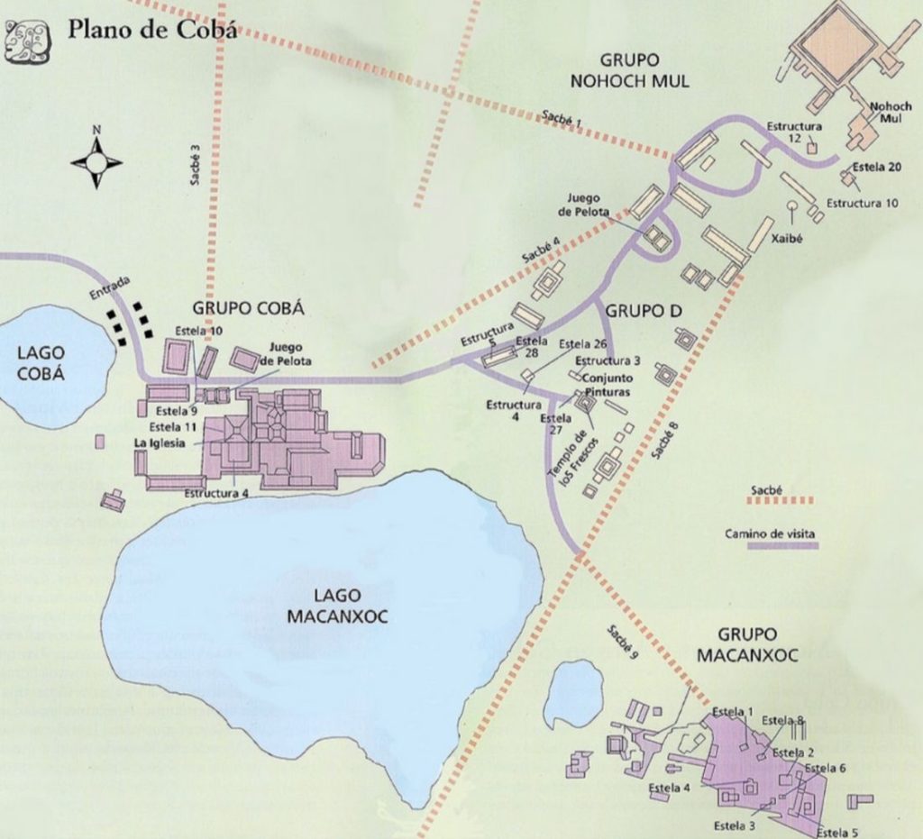 Coba Mayan Ruins map