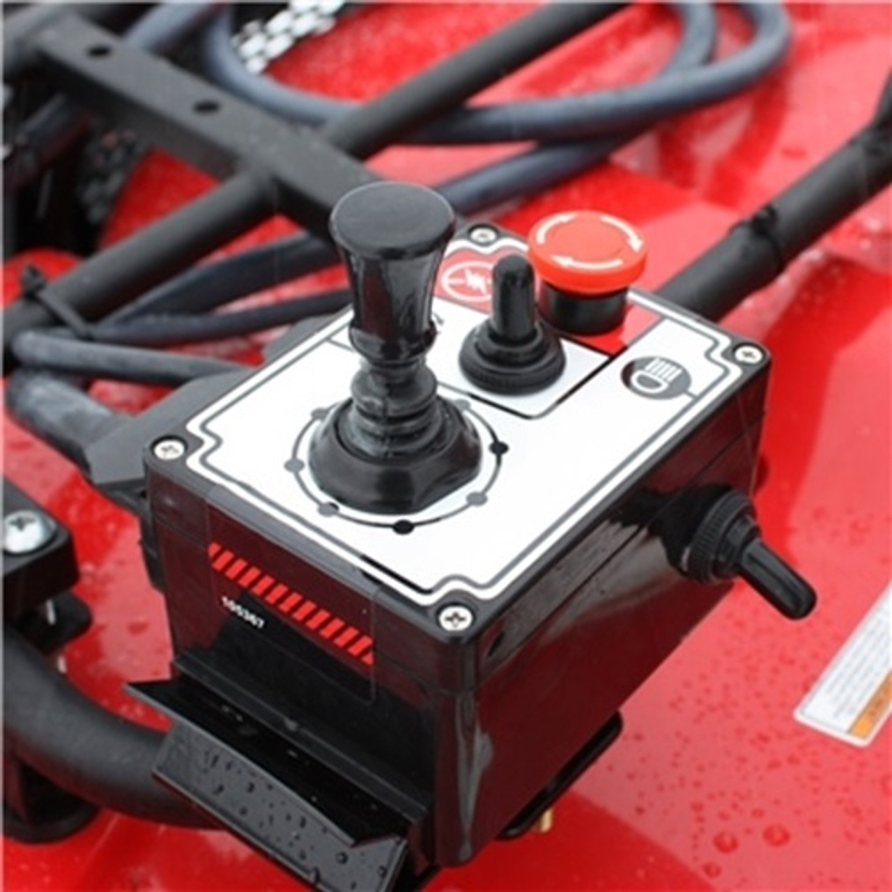 A close-up image of the electrical control box that comes with each Arctic Cat Prowler by Bercomac, including clutch, chute, and engine controls.