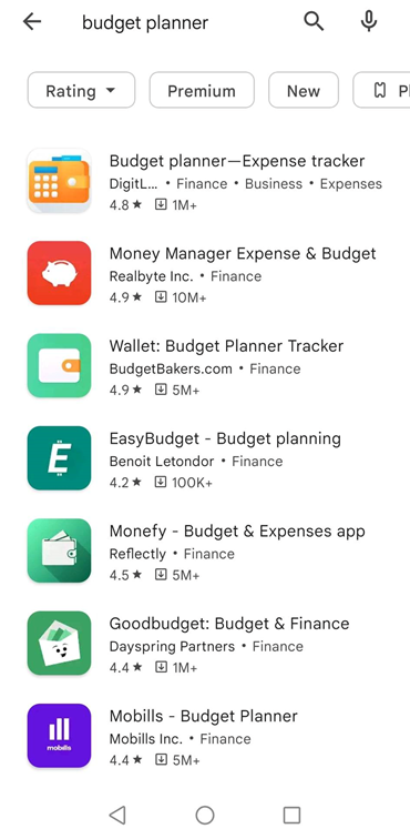 budget planner app results in search