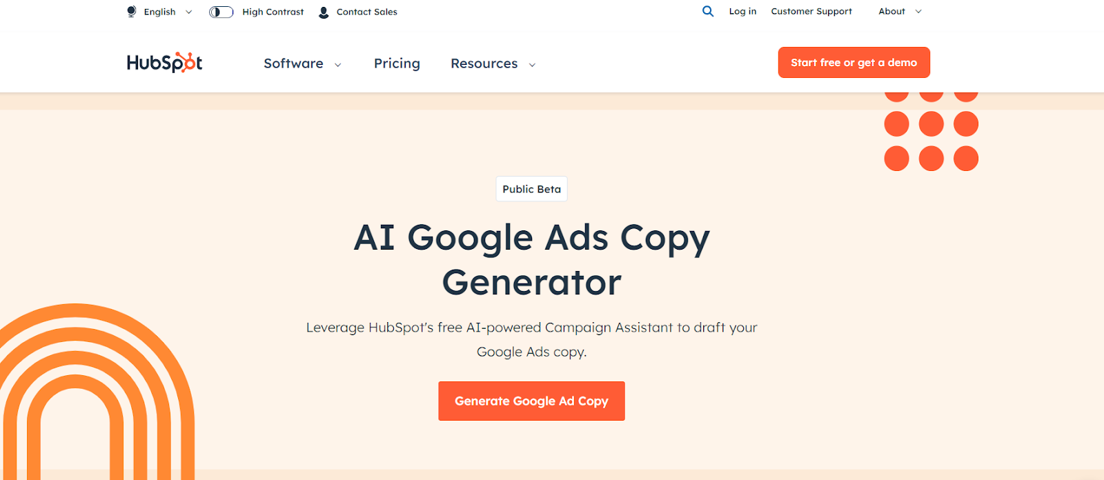 HubSpot's AI Google Ads Copy Generator