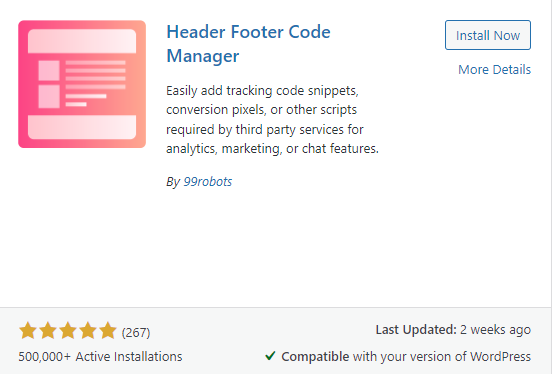 Header Footer Code Manager