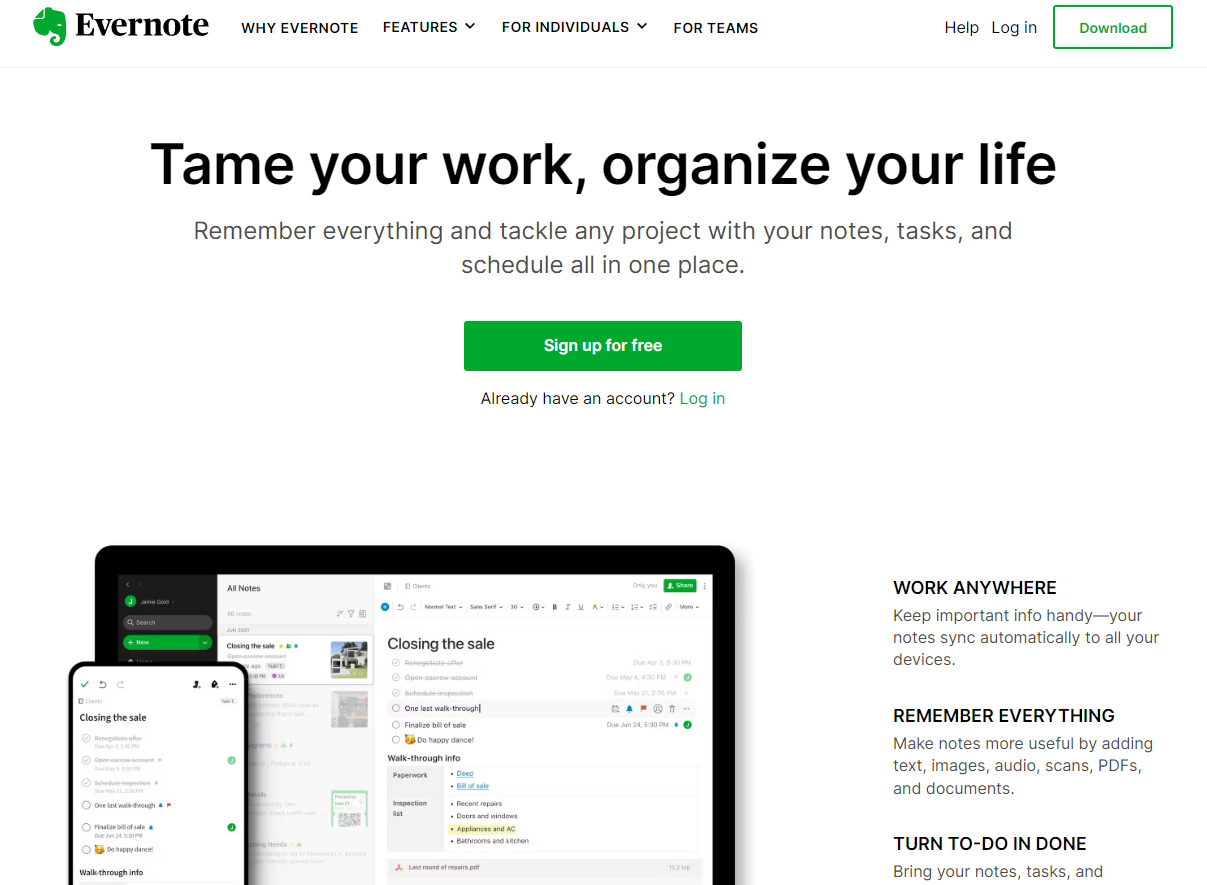 Tame your work, organize your life with Evernote