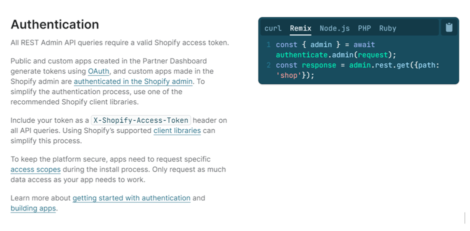 OAuth Authentication in shopify