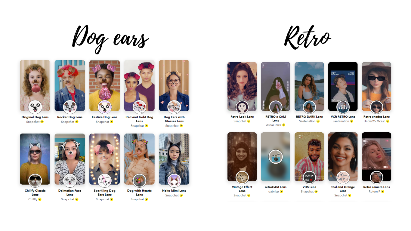 Aesthetic Snapchat Filters - From dig ears to retro lenses