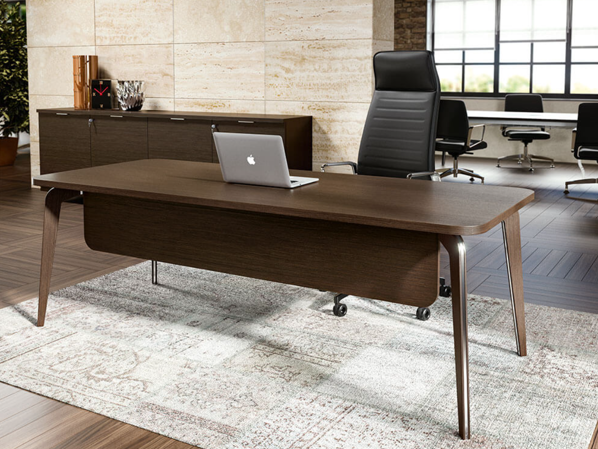 Wood veneer finish executive desk.