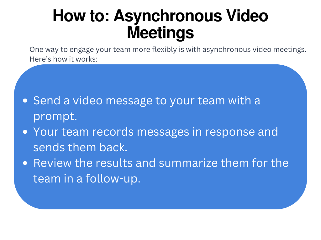 how to set ansynchronous video meetings