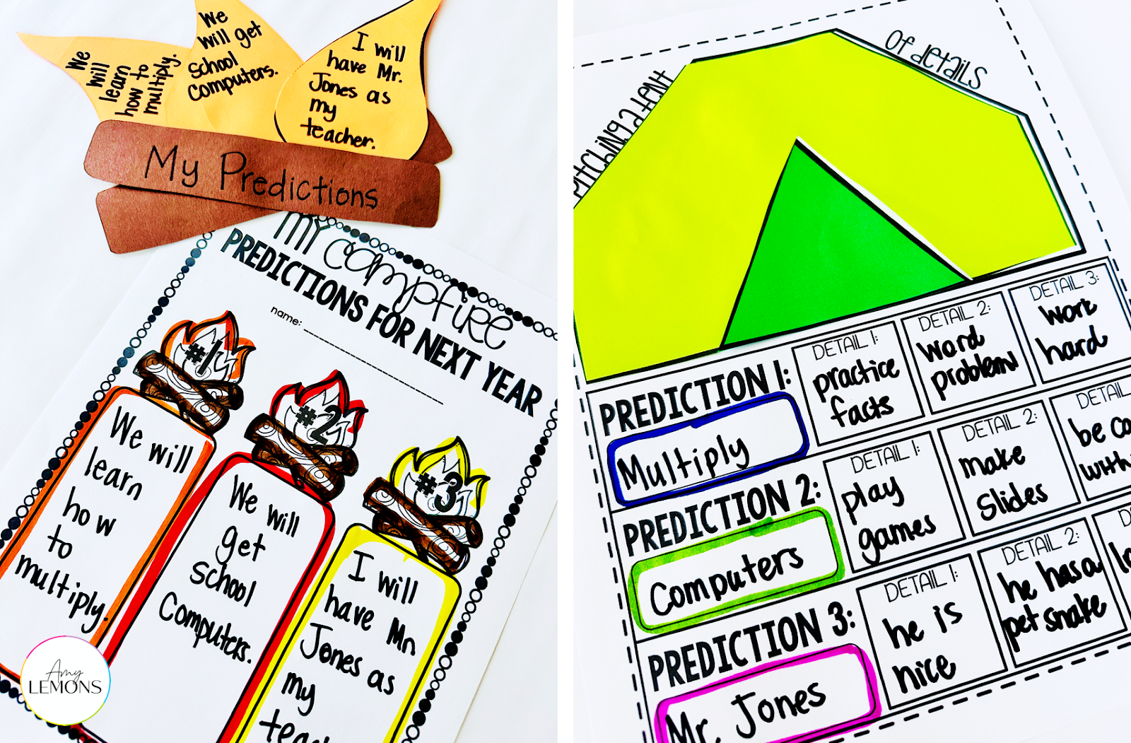 Prediction printable with a campfire theme