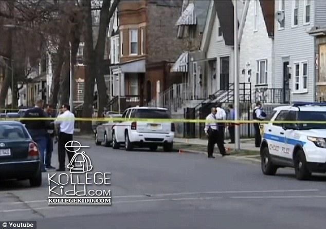 Scene: The 17-year-old was shot up to nine times by a hooded gunman as she walked to a friends house around 3.30pm on April 11 on the 6400 block of South Eberhart Avenue