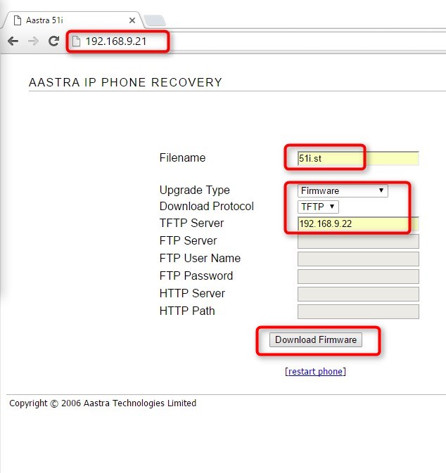 Aastra 6 series - IP Phone Recovery