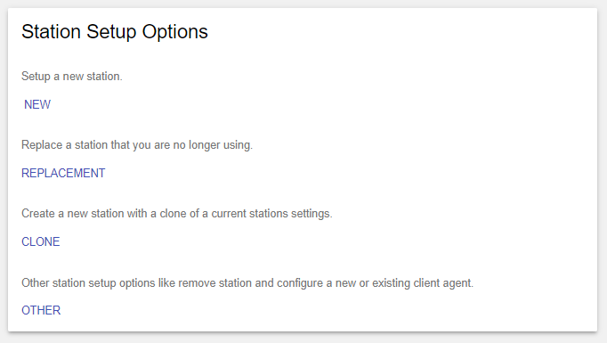 Station Setup options