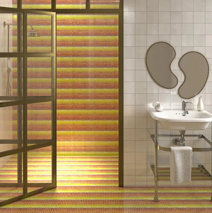 желтый цвет плитки в ванной