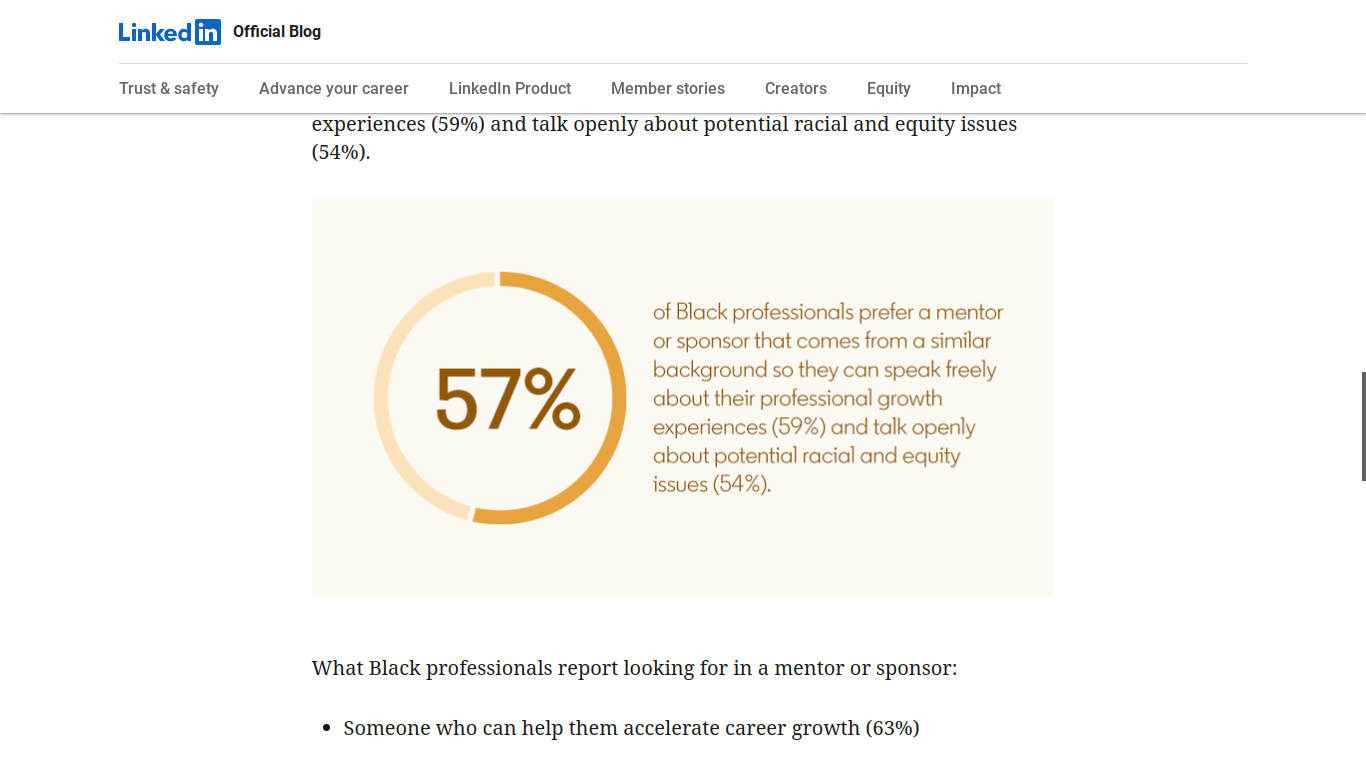 Screenshot of a statistic about black mentorship preferences