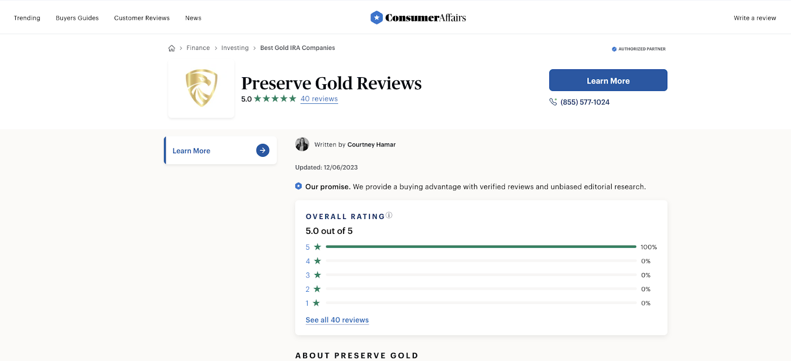 Preserve Gold complaints on ConsumerAffairs