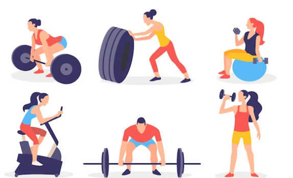 Six Illustrations Showing Different Exercises