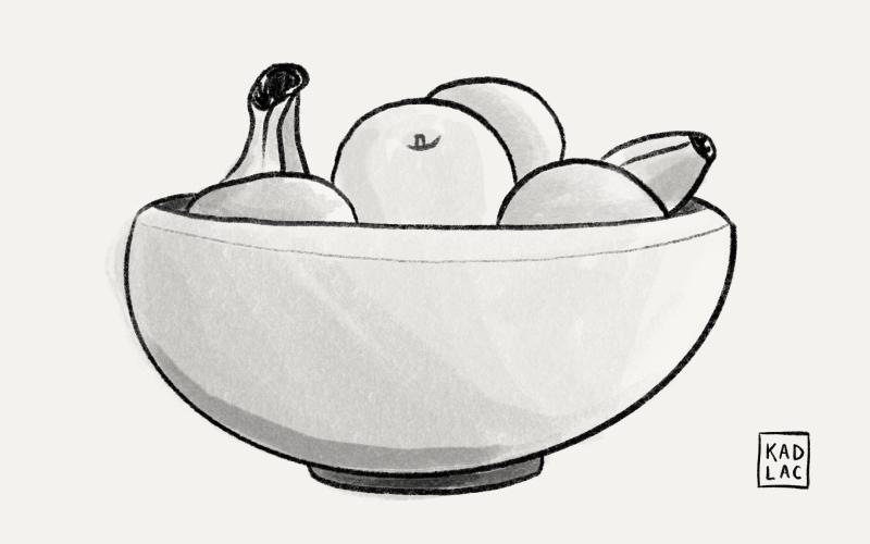 A still-life sketch of a bowl