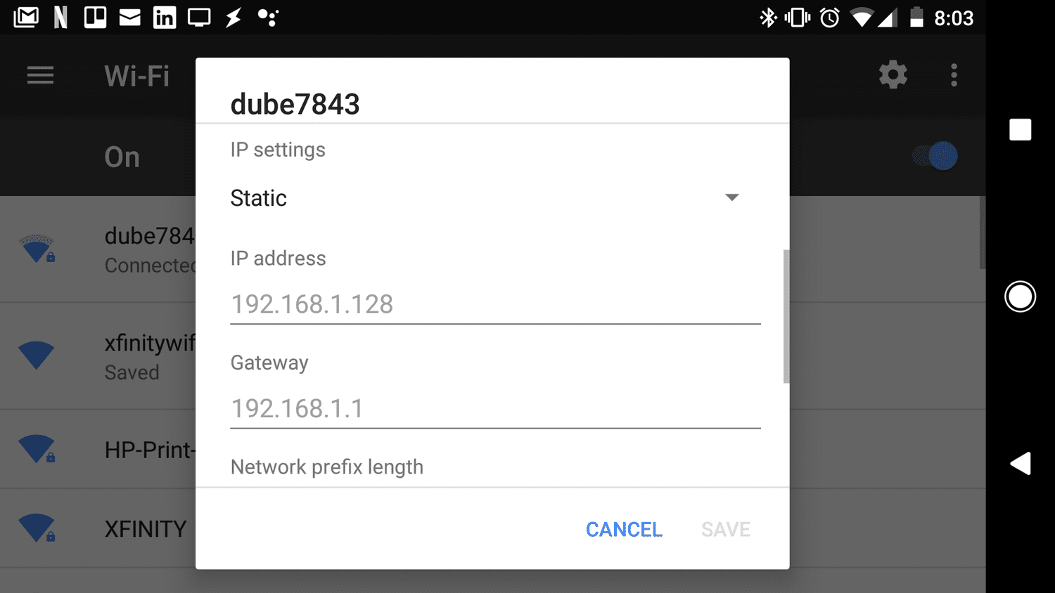 set up a static IP on Android