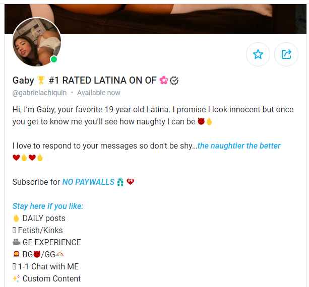 Gaby the No.1 Rated Ration GFE provider