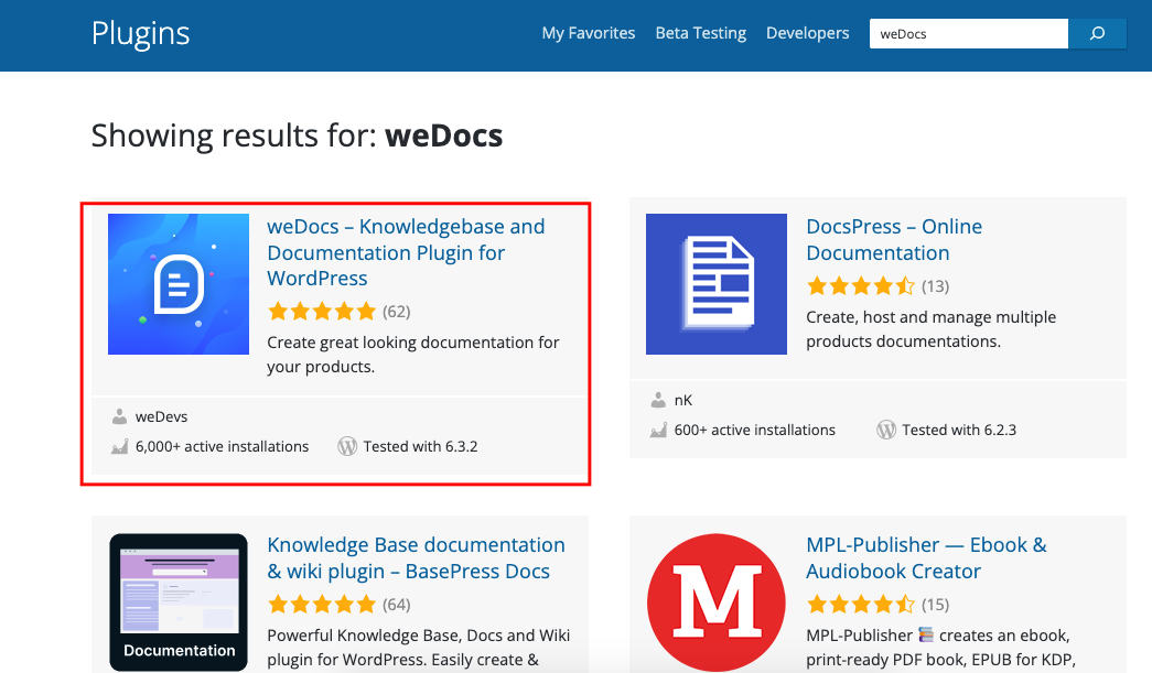 Search results for weDocs