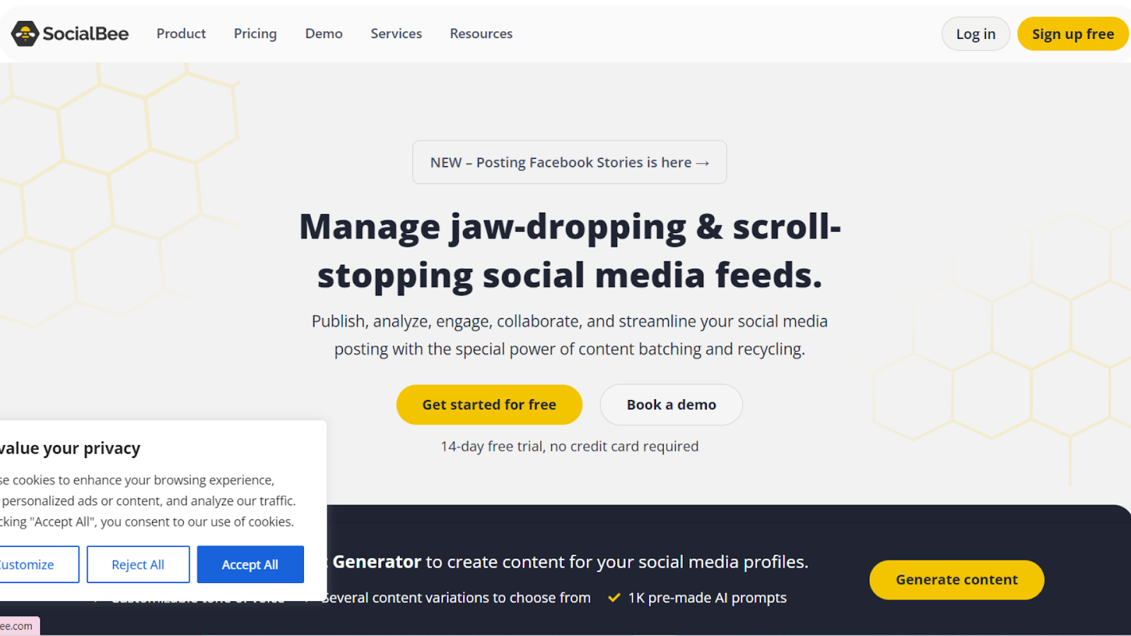 14. SocialBee: Social Media Marketing Tools