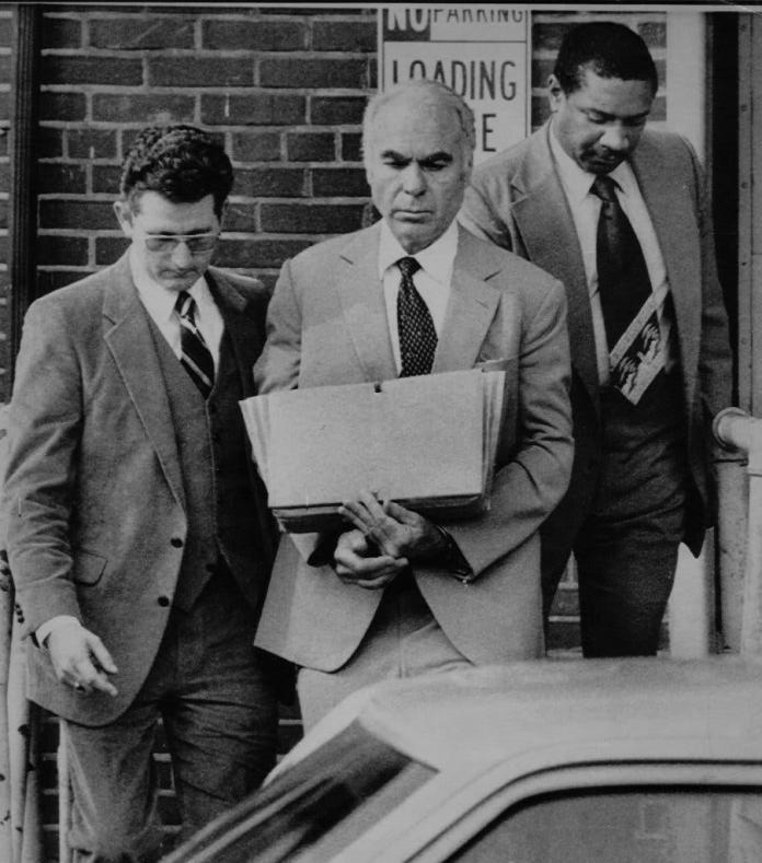 The former C.I.A. agent Edwin P. Wilson was escorted from court in 1982 after his sentencing for selling arms to Libya.