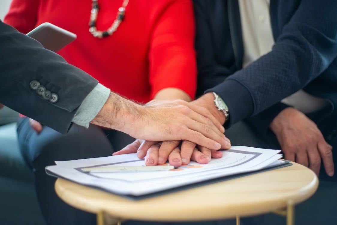 Free People with Hands Together Stock Photo