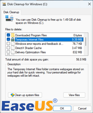 Disk cleanup for Windows