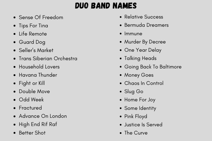 Duo Band Names