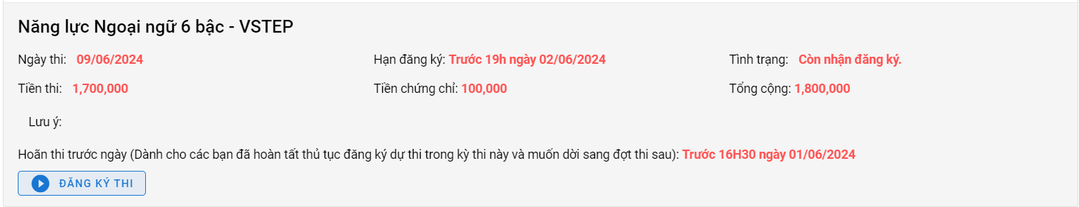 Trang đăng ký thi VSTEP tại LHU