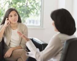 person with depression receiving psychotherapy