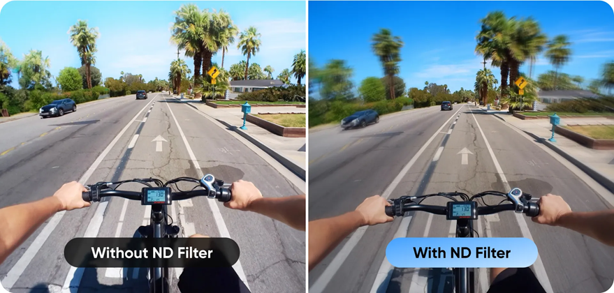 A side-by-side comparison of GO 3, when using the ND Filter Set.