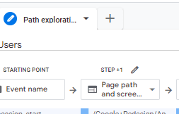 Click plus to create a new path exploration to explore the landing page behavior flow in GA4