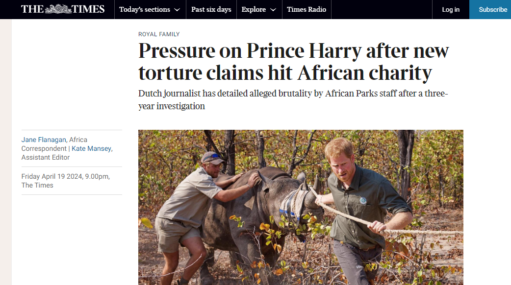 The Times Article With A Picture Showing Prince Harry - example of an impactful newspaper subheading