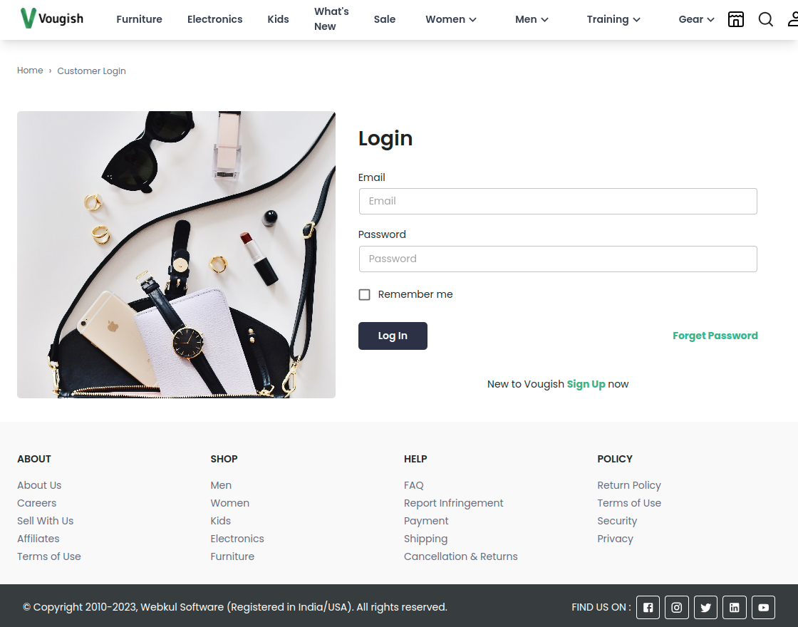 Magento 2 Marketplace Theme login page 