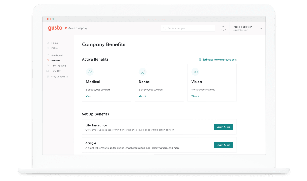 Gusto Company Benefits