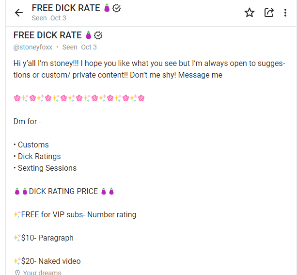 Free Dick Rate OnlyFans Guide
