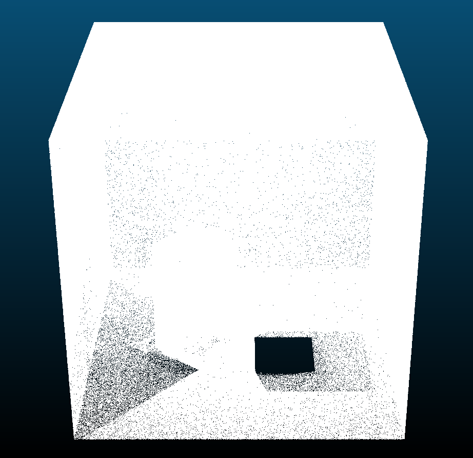 5,000,000 photons and k=10,000 point cloud of photon map with caustics and BRDF