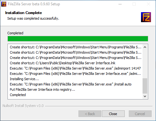 Installation des FTP-Servers FileZilla für Microsoft Windows