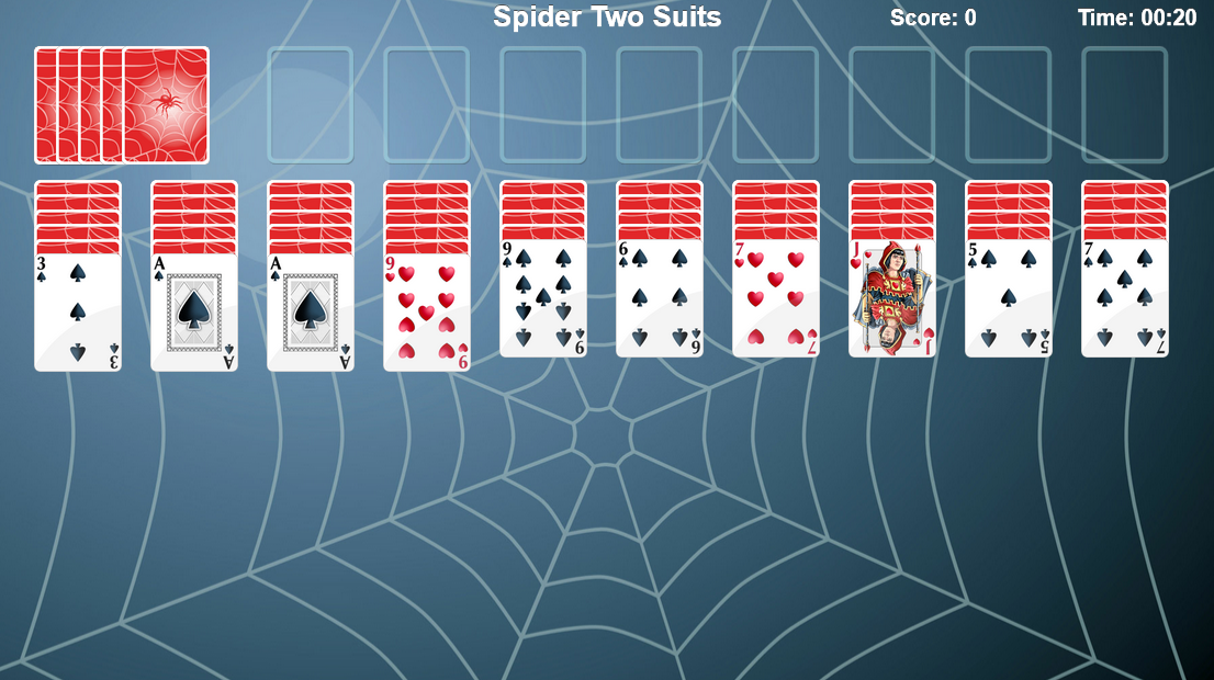 Example of Spider Two-Suits Solitaire