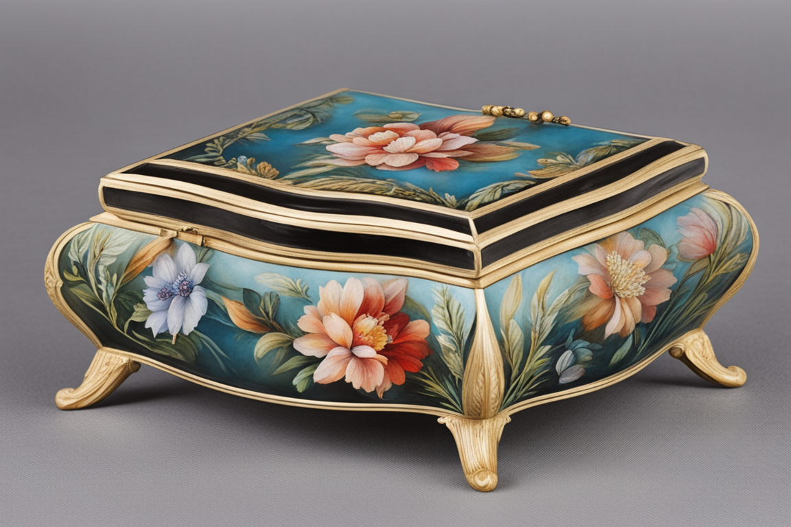 Elegant painted glass jewelry box