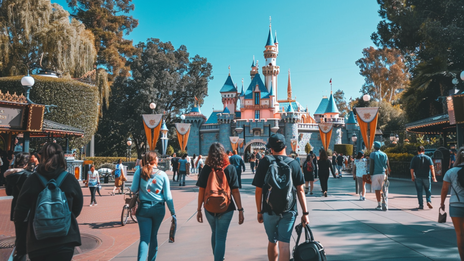 People walking inside Disneyland California